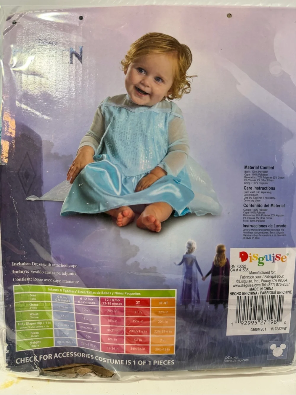 Frozen Elsa  Costume for toddler 12-18 months NWT